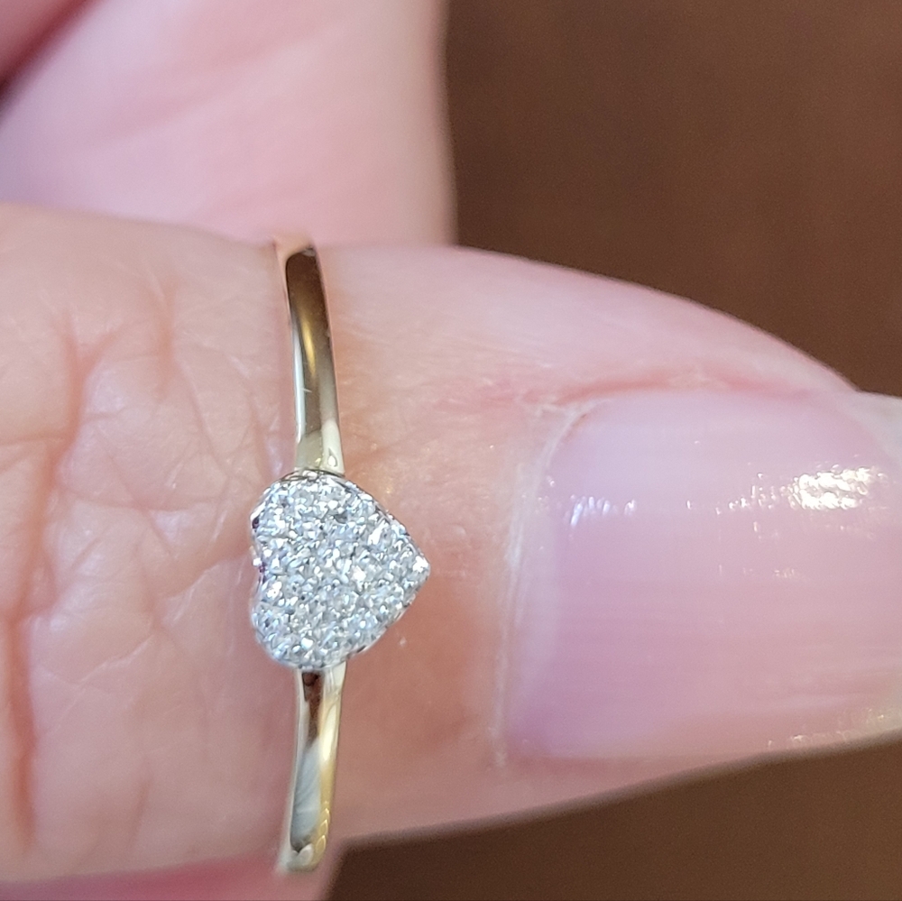 Gold Heart Ring with Diamonds